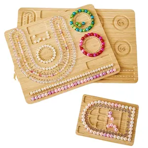 Hobbyworker Solid Wood Handstring Design Bead Board Tray For DIY Handmade Necklace Bracelet Making T2018