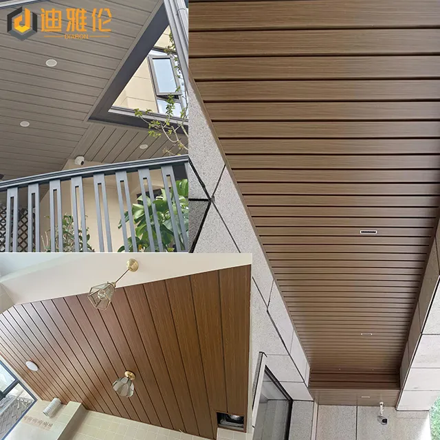 Matériau décoratif de balcon à grain de bois de plafond de déflecteur de panneau de boucle en aluminium à longue bande