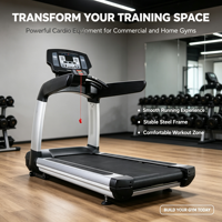 Tapis roulant électrique commercial robuste avec moteur sans balais 3HP, surveillance de la fréquence cardiaque sans fil, équipement d'entraînement cardio pour salle de sport