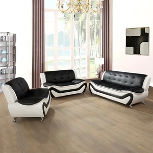 Divano Moderno Best Seller da 1, 2, 3 Posti, Set di Poltrone per Camera da Letto, Divano Componibile Quadrato in Ecopelle Nera e Bianca per Appartamenti - Product Image 6