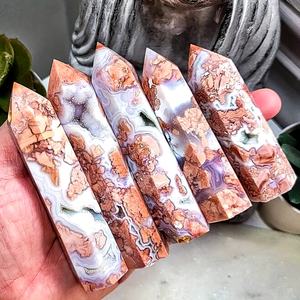 Wholesale Top Quality Bohemian Style Polished Natural <b>Pink</b> Agate Point Crystal Tower for Unique <b>Home</b> <b>Decor</b> and Holiday Gifts - Product Image 5