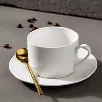 Ensemble de tasses à cappuccino en céramique à parois droites 220 ml avec soucoupe, personnalisable avec logo, compatible lave-vaisselle pour café, restaurant, hôtel