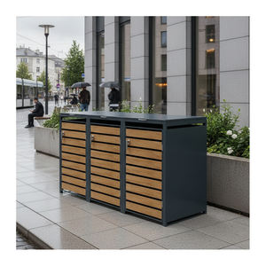 Galvanized Steel &amp; <strong>Wooden</strong> Open Top Outdoor Waste Bin With 120-240L Capacity Space Saving Design - Product Image 1