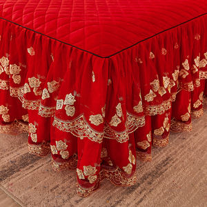 طقم ملاءات سرير شتوي أوروبي مطرز فاخر مع تنورة من الفلانيل للمنزل - Product Image 3