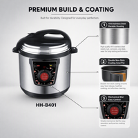 Cuisinière à pression électrique 4L 5L 6L 8L 10L 12L 800W 900W 1000W 1300W 1600W à commande mécanique, avec cuve de cuisson antiadhésive