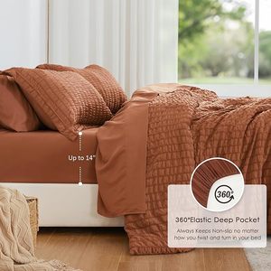 <strong>Lavender</strong> Seersucker King Size Comforter All Season <strong>Bedding</strong> with Printed Pattern Plain Style for Home Use - Product Image 2