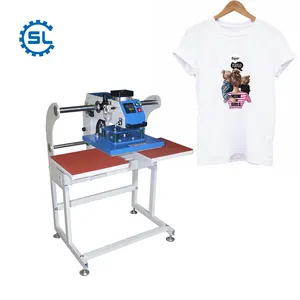 T shirt Logo Impressão Double Worktable Têxtil Heat Press Transfer Machine para Marcação DIY Roupas