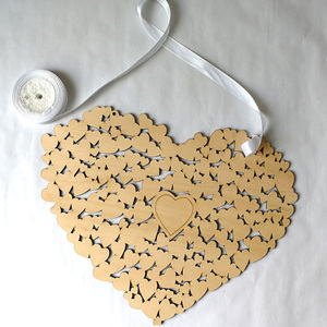Libro de invitados de boda con forma de corazón, decoración con marco aternativo, libro rústico de madera dulce, suministros de boda para invitados - Product Image 4