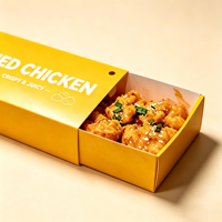 Boîte à languettes en carton jetable fabriquée sur mesure, couleur jaune, design compact et pratique, idéale pour les snacks de poulet frit