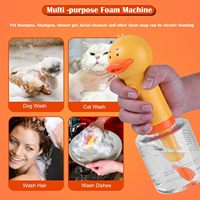 Distributeur Automatique de Savon Moussant Électrique pour Chien, Machine à Bulles en Forme de Canard Mignon, Bouteille de 350 ml en ABS/PP pour le Bain des Animaux
