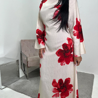 Belle robe imprimée numérique en satin stretch brillant Caftan avec ceinture Maxi jupe longue femmes musulmanes fermée Abaya vêtements islamiques