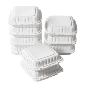 Kotak <span class=keywords><strong>Burger</strong></span> Qianda Model 205 American <span class=keywords><strong>White</strong></span> MFPP 6-inci, Kotak Makanan Cepat Saji Persegi Panjang PP dengan Tutup, Kotak Makan Siang Bento Sekali Pakai, Lintas Batas - Product Image 2