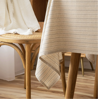 Nappe en coton et lin fraîche et légère à rayures, vente en gros pour couverture de table basse