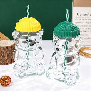 Taza de Café con Diseño de Osito de Peluche, Venta Directa de Fábrica, Tapa Verde, Apta para Lavavajillas y Microondas, Taza de Vidrio para Niños - Product Image 5