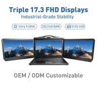 Station de travail industrielle pliable à triple écran 17,3 pouces Ultra9-285K 16 Go 512 Go avec emplacements CPCI/PXIe, OS Windows/Linux, portable, en stock