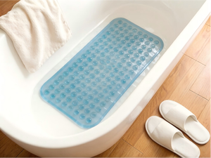 Tapis <span class=keywords><strong>de</strong></span> bain antidérapant YIJU OEM/ODM en PVC transparent extra long pour baignoire et douche, lavable, avec ventouses et trous <span class=keywords><strong>de</strong></span> drainage - Product Image 1