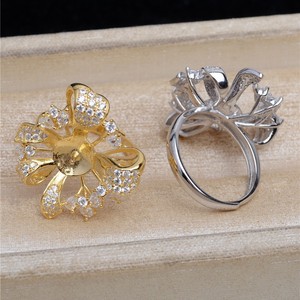 Bague en argent S925 avec perle de 11-12 mm, accessoires de bague ouverte, accessoires de main amovibles avec plateau vide JG5447 - Product Image 2
