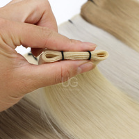 U Glamour Extensions de cheveux tissés de qualité supérieure, couleur personnalisée, double trame, 100% cheveux humains vierges, couleur platine, tissage Genius