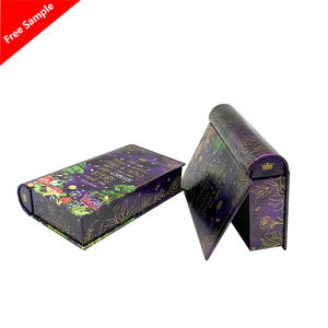 פח דקורטיבי בצורת ספר יכול-מזן מודפס מותאם אישית לקישוט חג המולד, תצוגת מדף | אריזת מתנה מתכת - Product Image 4