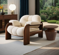 Nordic Boucle Tissu Fauteuil Simple Beige Velours Chaise De Loisirs pour Bureau À Domicile Chambre Hôtel Parc Salon Salle À Manger En Plein Air