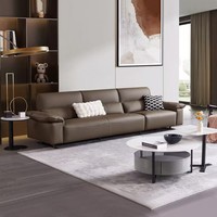 Ensemble de canapés de salon de luxe minimaliste italien haut de gamme en cuir véritable inclinable et modulable pour appartement/maison