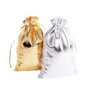 Pochette Cadeau Personnalisée de Luxe en Satin Doré avec Cordon, pour Bijoux et Bonbons, Sac de Fête de Mariage, Logo Imprimé Sérigraphié, MOQ 75 Pièces, Vente Directe Usine - Product Image 2