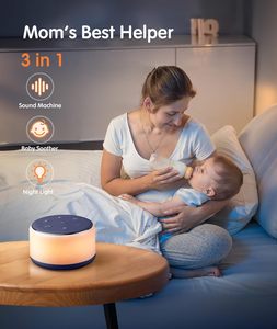 Lámpara Nocturna LED RGB Portátil, Máquina de Sonido con Ruido Blanco, Altavoz Inalámbrico Recargable de Escritorio, Múltiples Sonidos Relajantes <span class=keywords><strong>para</strong></span> <span class=keywords><strong>Dormir</strong></span> - Product Image 6