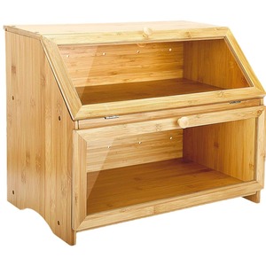 IS Bamboo Bread Box 39.12x24.9x32cm Double Layer <b>Storage</b> <b>Kitchen</b> Food Organizer - Product Image 5