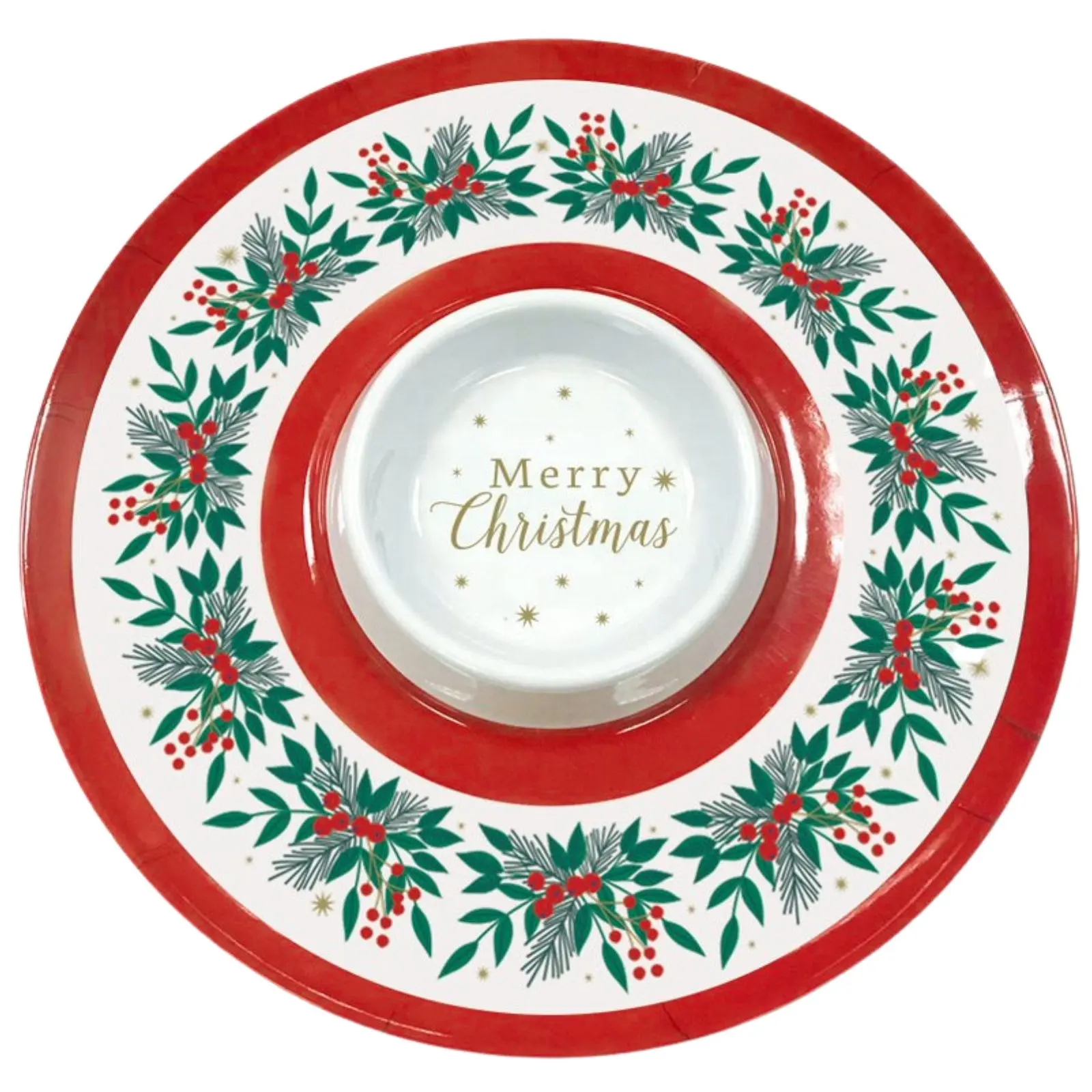 OEM Especial Tabletop Natal Tradicional Redondo Melamina Chip & Dip Platter