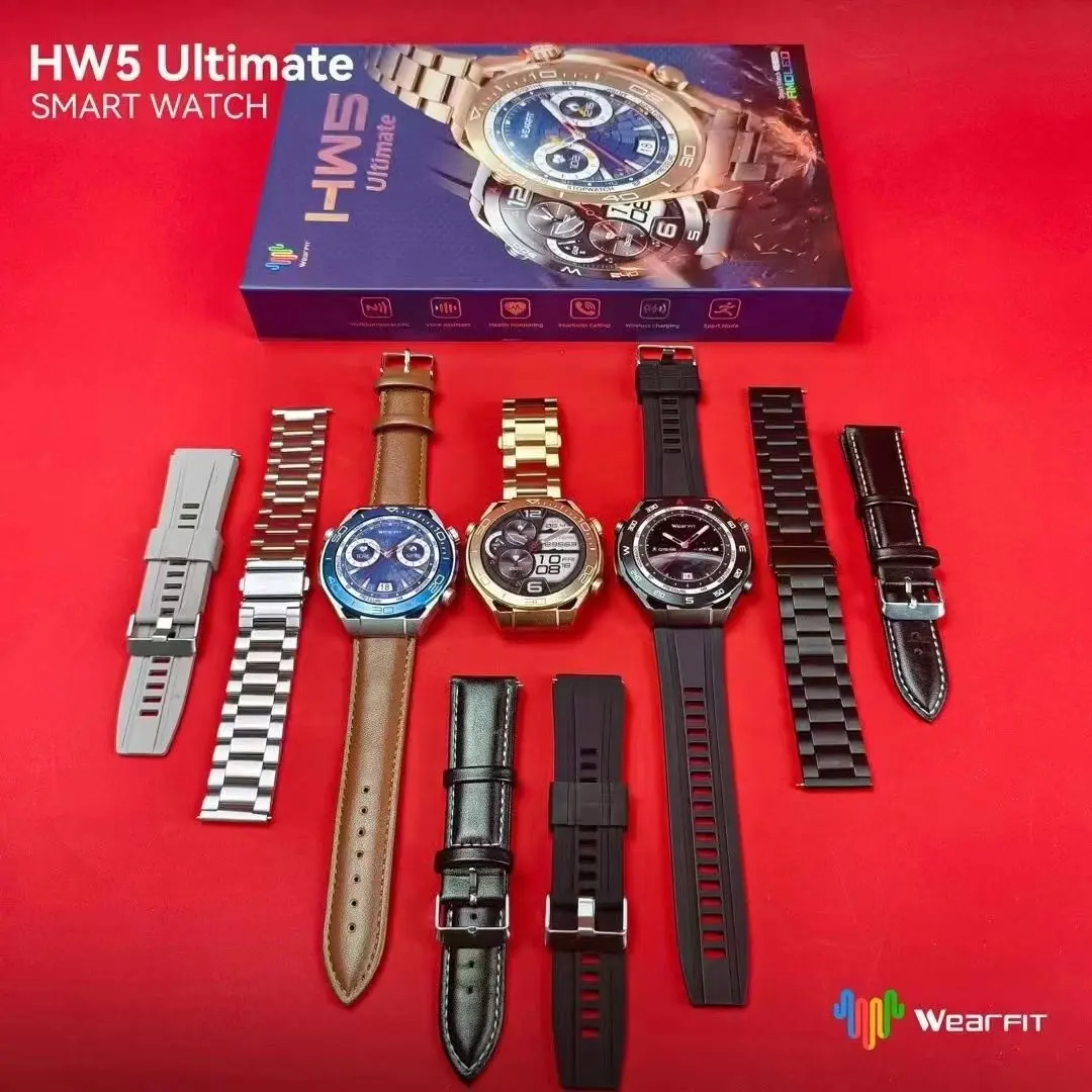 스마트 워치 Hw5 궁극의 무선 충전 Ai 음성 어시스턴트 더블 스트랩 응답 통화 Smartwatch 시리즈 8 시계