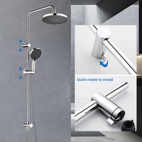 Duschsystem, Ensemble colonne de douche salle de bain Leelongs, barre de douche en acier inoxydable avec pommeaux de douche et tuyaux