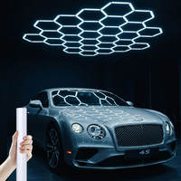 Lumière LED hexagonale à nid d'abeille blanche froide 680W IP55 portable alimentée par courant alternatif pour garage automobile, éclairage de toit 220V 2,4-4,8m/8-16 pieds
