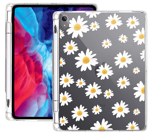 White Daisy Pattern clear case for iPad Mini Soft TPU Transparent Shockproof Cover for iPad 7.9 Inch