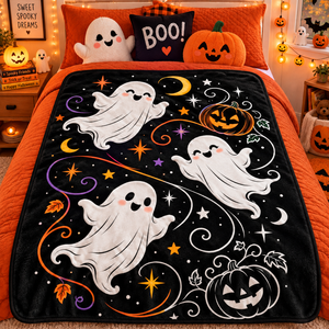 Custom Halloween DIY Coloring Throw <b>Blanket</b> Rectangular Plush Pumpkin Ghost Pattern Home Decor Autumn Seasonal Kids Activity - Product Image 6