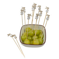 100 pièces bois couleur lapin bambou brochette naturel jetable alimentaire bâton cure-dents pour apéritifs