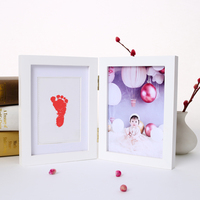 Cadre photo commémoratif DIY en bois massif, carré horizontal, avec charnières, pour affichage sur table, impression numérique étanche et gaufrée