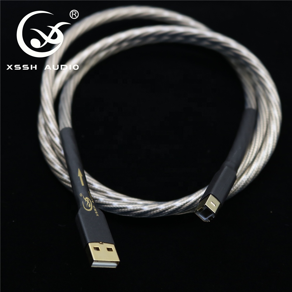 Gold A to B Type USB2.0 Cables YIVO XSSH Audio OEM DIY 8 Core OFC Pure Copper Conductor USB A to B Guangzhou Extension USB Cable