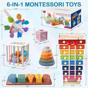 <span class=keywords><strong>Giocattoli</strong></span> per bambini JXD <span class=keywords><strong>6</strong></span> in 1 innocui per i <span class=keywords><strong>giocattoli</strong></span> per la dentizione sensoriale del bambino per i bambini <span class=keywords><strong>6</strong></span>-12 <span class=keywords><strong>mesi</strong></span>, blocchi di costruzione impilabili in legno - Product Image 5