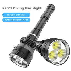 Alta potencia recargable DV20 XHP70.2 LED luz brillante linterna de buceo 100M bajo el agua impermeable antorcha de buceo lámpara de linterna