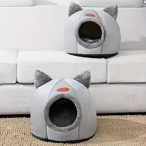 Cama Cueva Suave y Cálida para Gatos, con Diseño Floral, de Felpa, para Jaulas de Mascotas, Nido Profundo para Perros, Cómodo KENNE para Gatos y Perros - Product Image 6