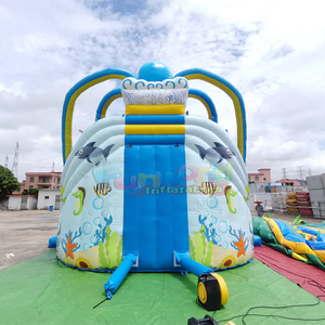 Toboggan gonflable giant octopus ocean park dual racing lanes inflatable water <b>slide</b> with splash <b>pool</b> - Product Image 5