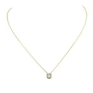 Collar de Cadena de Eslabones Clásico para Mujer, Chapado en Rodio/Oro de 14K, con Zirconia Cúbica de Corte Brillante en Engaste de Bisel, Diseño de Burbuja - Product Image 1
