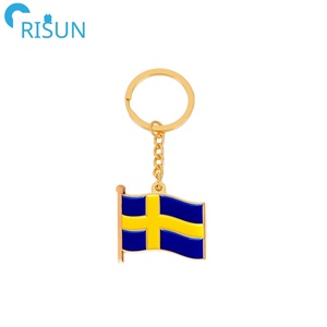Fabricación de recuerdo sueco Esmalte de metal Suecia Llavero sueco Llavero personalizado Suecia Mapa Bandera Llavero Logotipo sueco Llavero - Product Image 3