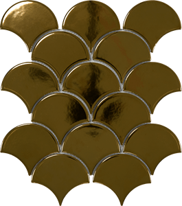 Carreaux de mosaïque céramique dorés en forme d'éventail 3D, motif écailles de poisson, pour salon et hôtel - Product Image 1