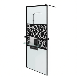 Paroi de douche walk-in 31,5x76,8 po en verre ESG avec cadre en aluminium et étagère, design contemporain pour salle de bain - Product Image 1