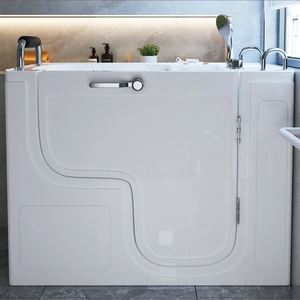 Freestanding Modern Acrylic Rectangular Low Step-in <strong>Sitting</strong> <strong>Bath</strong> Soaking Hydromassage Tub with Drainer Faucet Included to Walk - Product Image 4