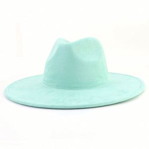 2025 New Fashion Colorful 9.5cm Wide Brim Fedora <b>Hat</b> Heart Top Suede Fedora <b>Hat</b> with Burnt - Product Image 3