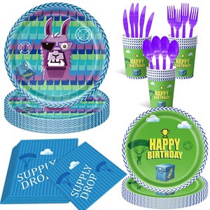 Décorations de fête d'anniversaire sur le thème de <span class=keywords><strong>Fortnite</strong></span> pour créer une ambiance festive, inspirées des meilleures ventes de jeux vidéo en papier sur le thème de la lama - Product Image 1