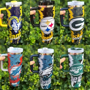 Borraccia Termica Personalizzata da 40oz in Acciaio Inox per 32 Squadre di Football, Bottiglia d'Acqua di Lusso Isolata con Cannuccia per Giornate di Partita - Product Image 4