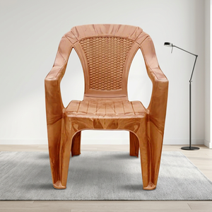 Brown Plastic Garden <b>Chair</b> Armchair <b>Outdoor</b> Leisure Seat with Backrest and Armrests - Product Image 2